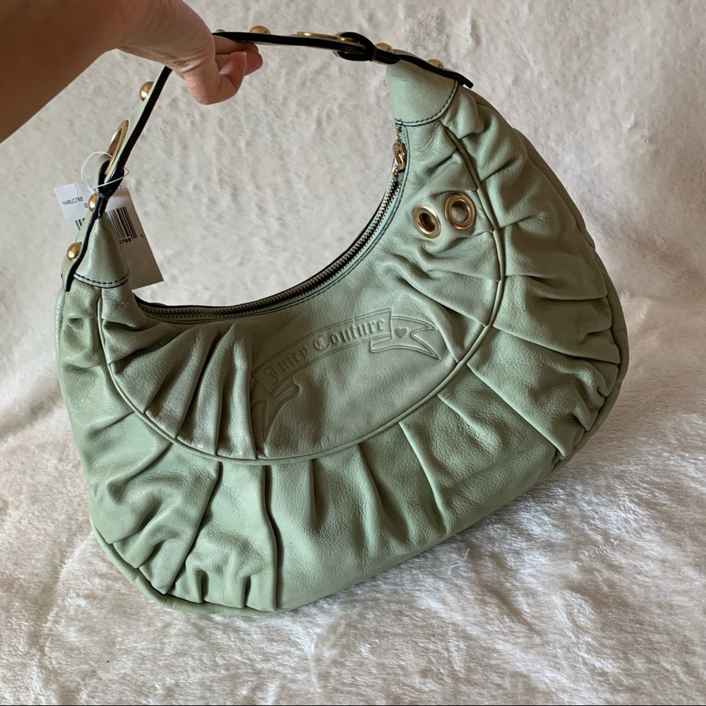 Brand New Juicy Couture Soft Leather Hobo Bag w/ Stubs Details Y2K Unique Vintag